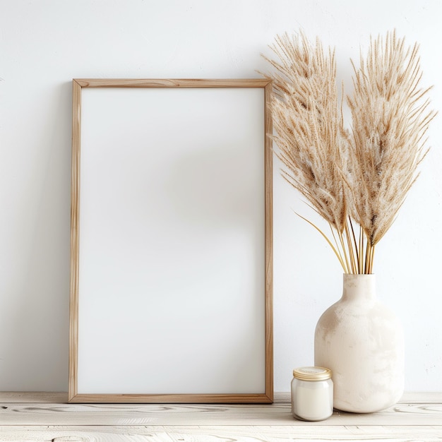 Minimalistic White Background Photo Frame Mockup