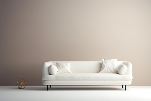 ミニマルな白いソファとそれにマッチする白い枕 Generative Ai