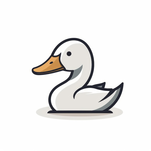 Minimalistic White Duck Icon With Unique Character Design