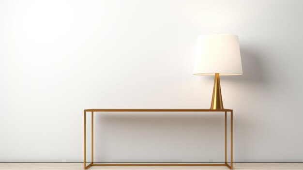 Minimalistic White Lamp Table With Golden Thin Frame For Canvas