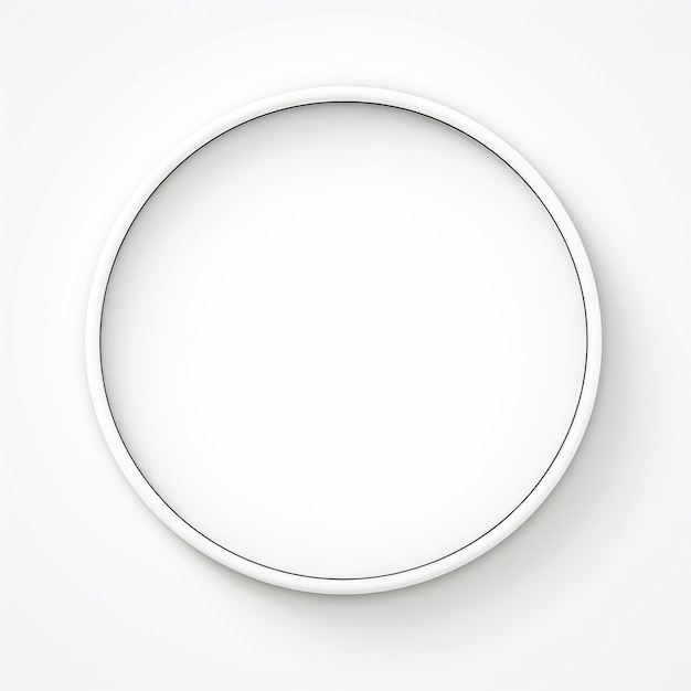 Photo minimalistic white paper circle frame with sleek metallic finish