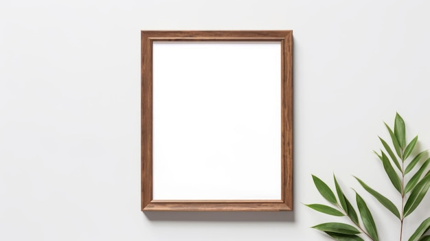 Photo minimalistic wooden frame mockup with nooli sirte art