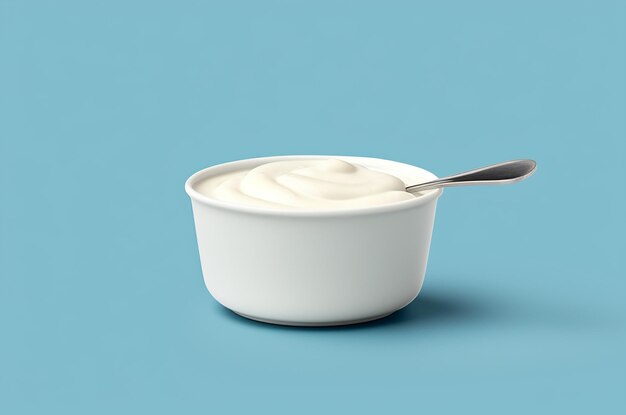 Minimalistic yogurt cup Bowl with white sauce