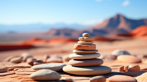 Minimalistic zen stone background in desert