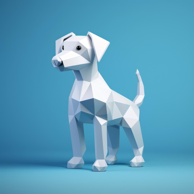 Minimalistisch 3D hondenmodel Jack Hughes stijl