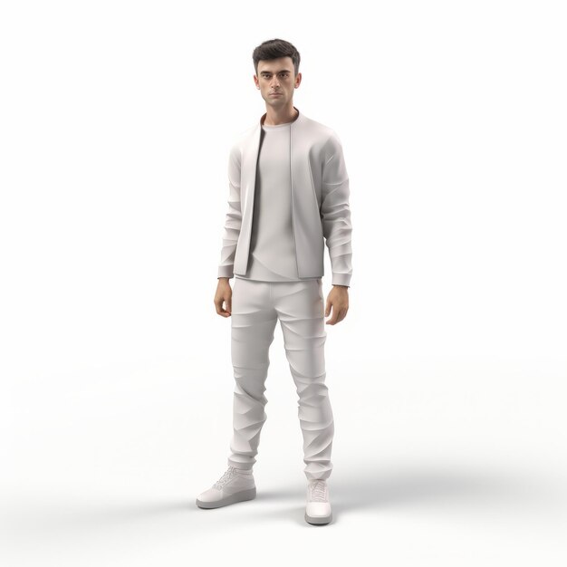 Foto minimalistisch 3d-model van een blanke man in straatmode