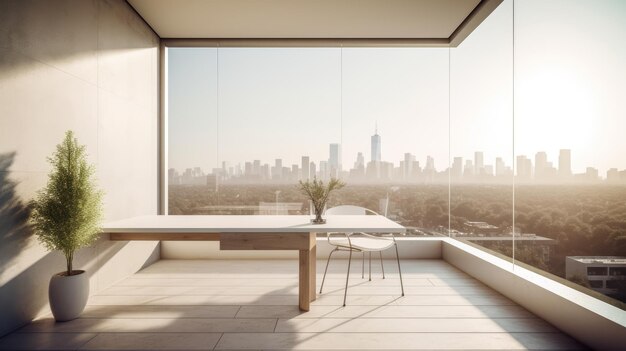 Minimalistisch balkon met schoon ontwerp en een stedelijke AI gegenereerd