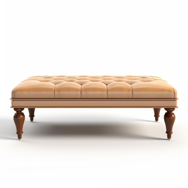 Minimalistisch beige Tufted Ottoman op witte achtergrond