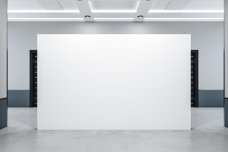 Foto minimalistisch betonnen interieur met lege banner