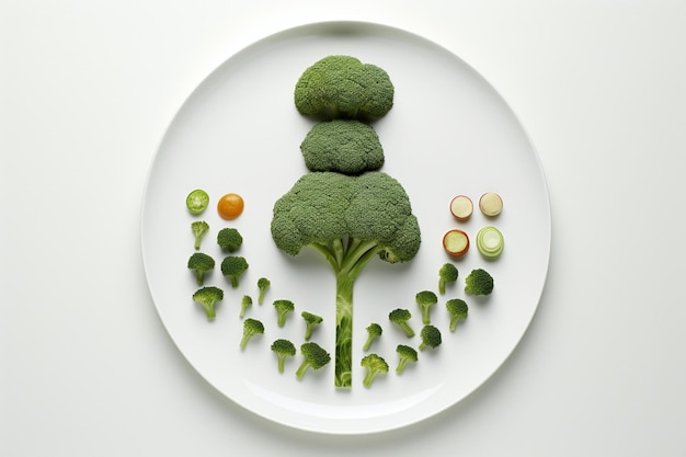 Foto minimalistisch bord met veganistisch eten