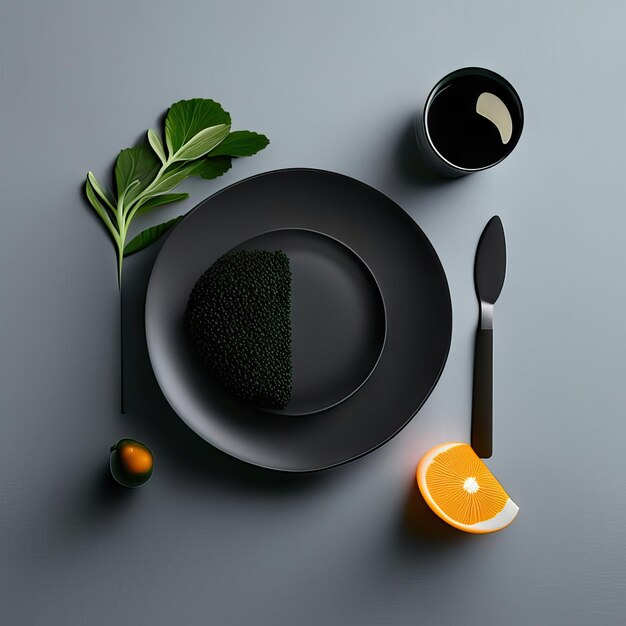 Foto minimalistisch bord veganistisch eten