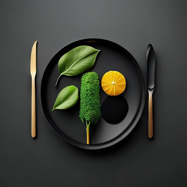 Foto minimalistisch bord veganistisch eten