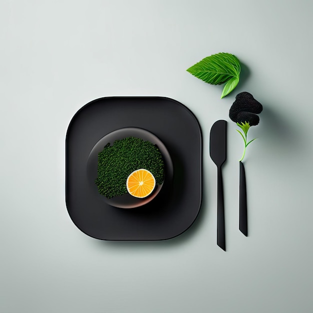 Minimalistisch bord veganistisch eten