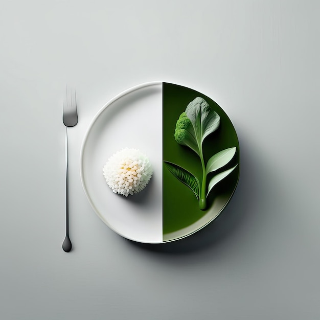 Foto minimalistisch bord veganistisch eten