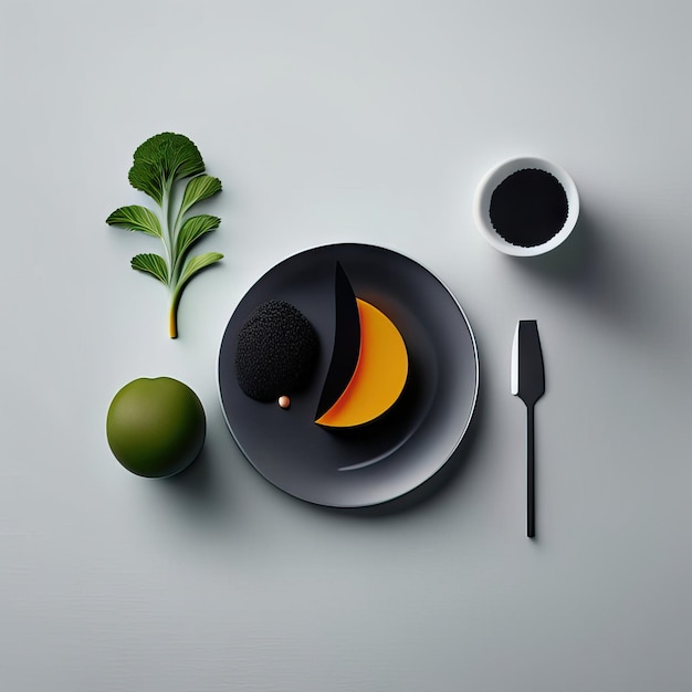 Foto minimalistisch bord veganistisch eten