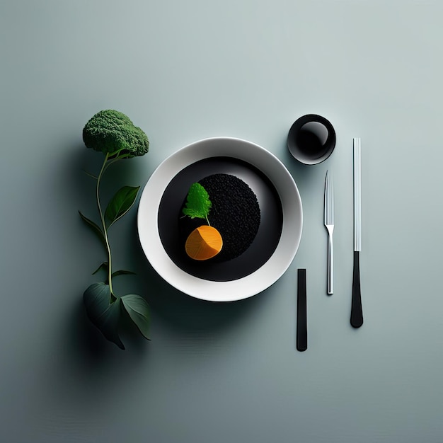 Foto minimalistisch bord veganistisch eten