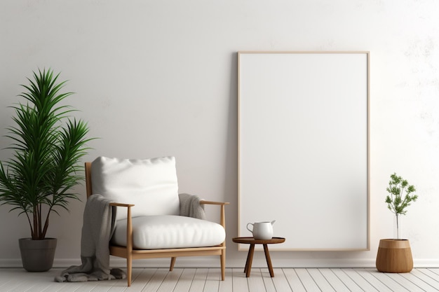 Minimalistisch canvasmodel voor interieur gemaakt met generatieve AI