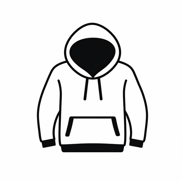 Minimalistisch contour hoodie icoon op witte achtergrond