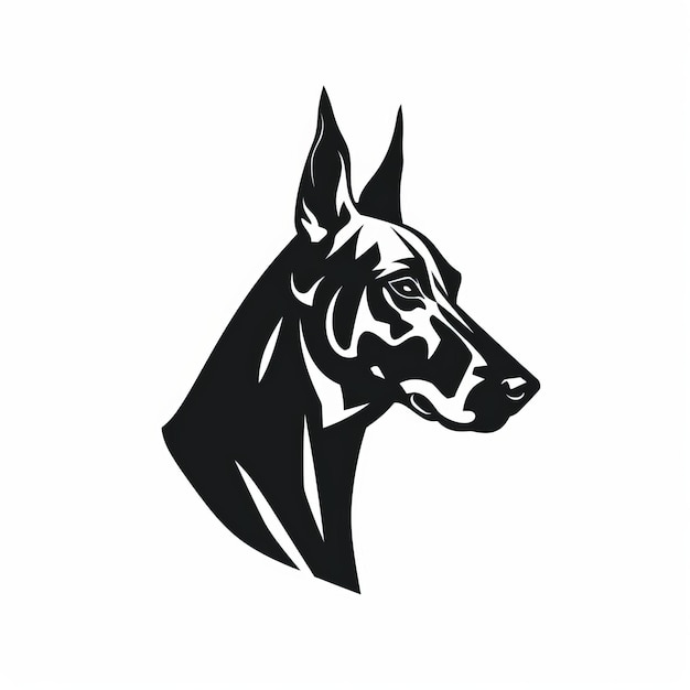 Foto minimalistisch doberman pinscher hoofd vector silhouette ontwerp