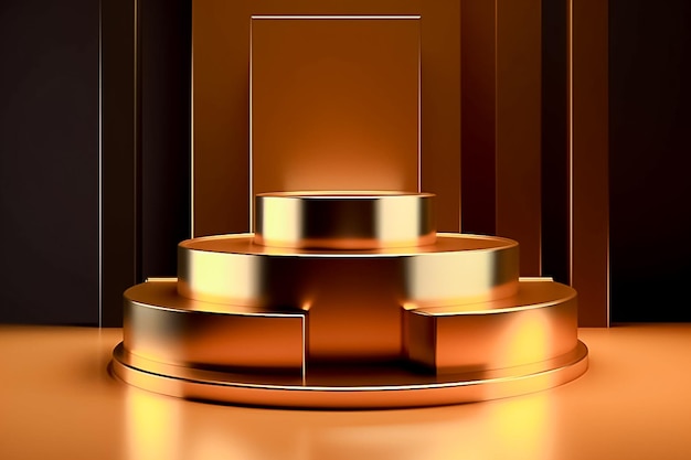 Minimalistisch Elegance Gold Podium met schone geometrische vormen Ai gegenereerd