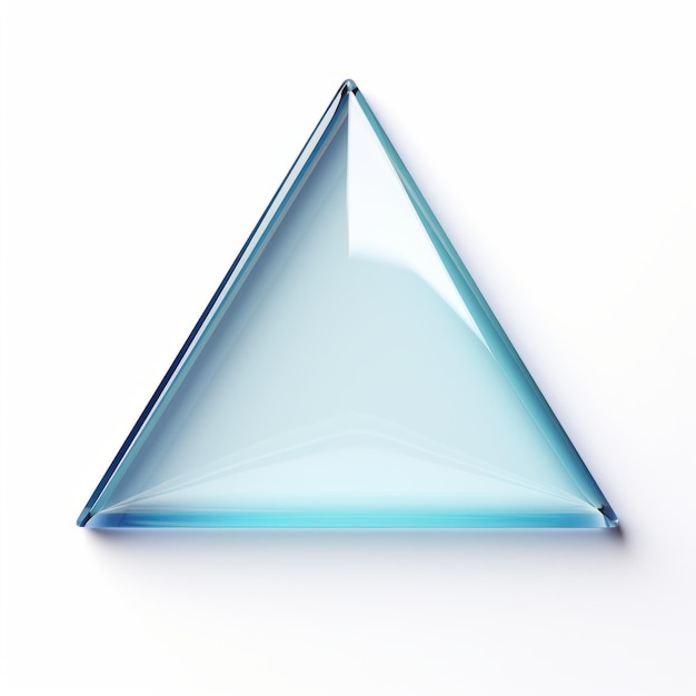 Minimalistisch glazen driehoekig object op witte achtergrond