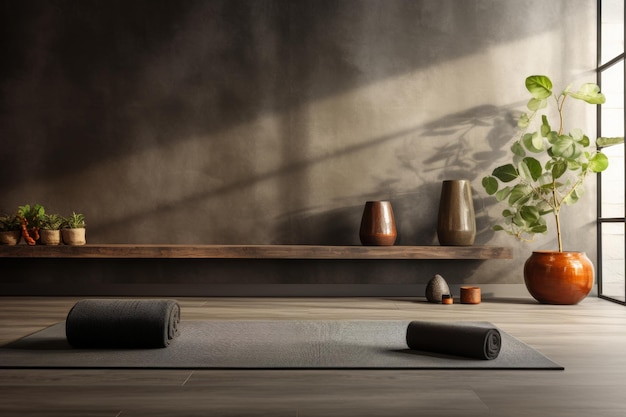 Minimalistisch helder interieur modern huisdecor yoga studio ontwerp voor ontspanning en sereniteit