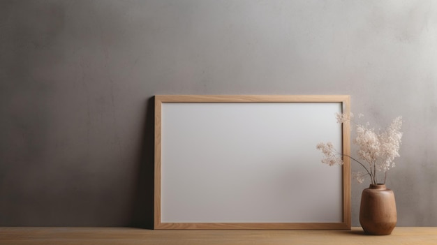 Minimalistisch houten frame in Japanse stijl met delicate flora afbeeldingen