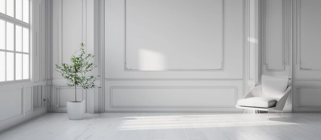 Minimalistisch interieur met blanke witte muren in een appartement