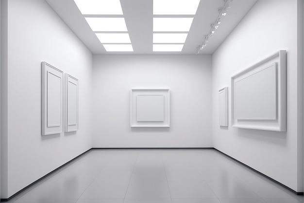 Minimalistisch interieur met effen witte museumzaal