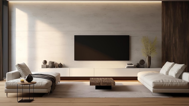 minimalistisch interieur van moderne woonkamer met witte bank