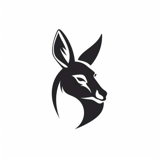 Minimalistisch Kangaroo Head Logo Monochromatisch Cartoon Design