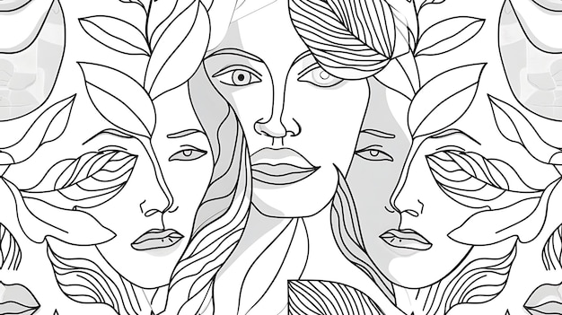 Minimalistisch lijnkunst gezicht patroon