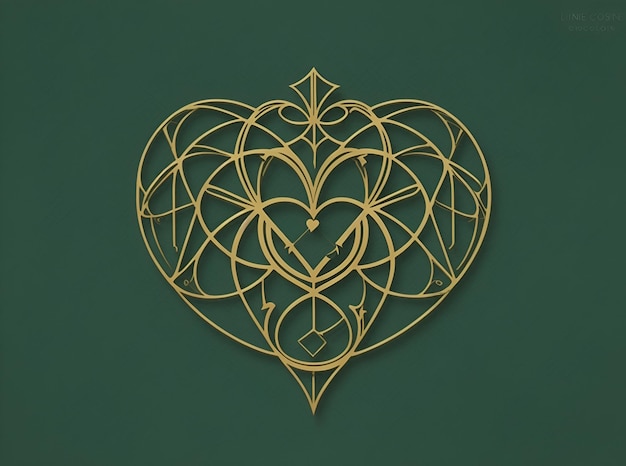 minimalistisch lijnlogo van hartsymmetrisch goud