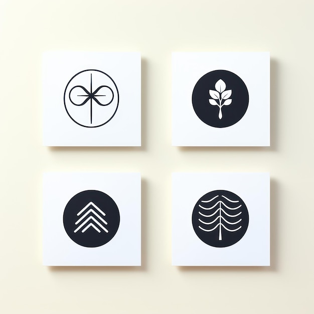 Foto minimalistisch logo-ontwerp en variaties op witte achtergrond