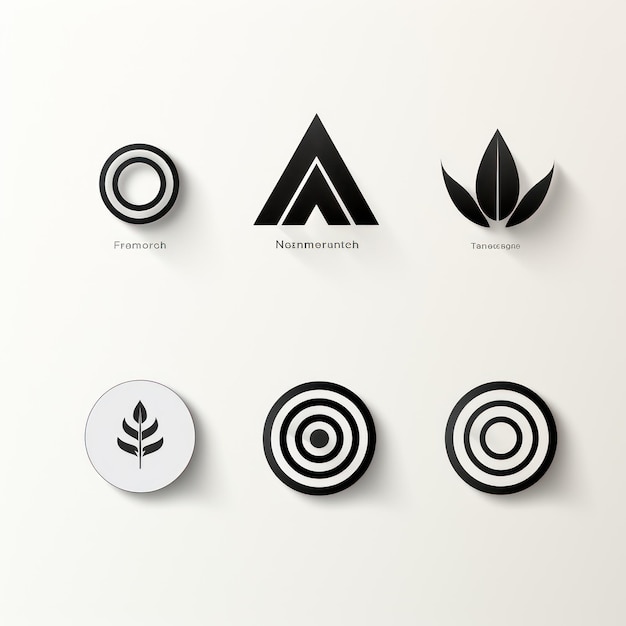 Minimalistisch logoontwerp en variaties op witte achtergrond