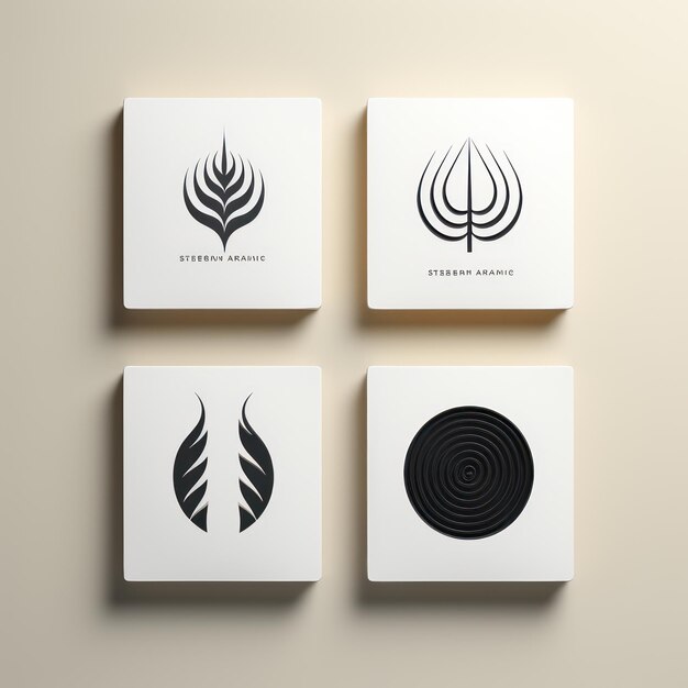 Minimalistisch logoontwerp en variaties op witte achtergrond