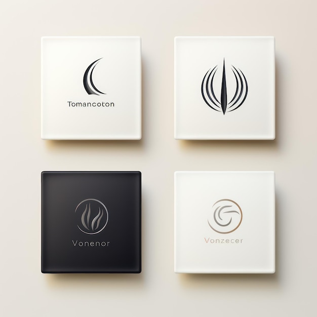 Foto minimalistisch logoontwerp en variaties op witte achtergrond