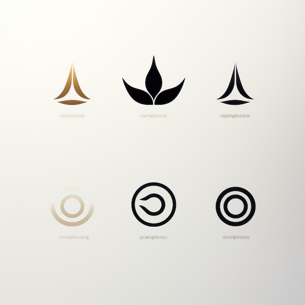 Minimalistisch logoontwerp en variaties op witte achtergrond