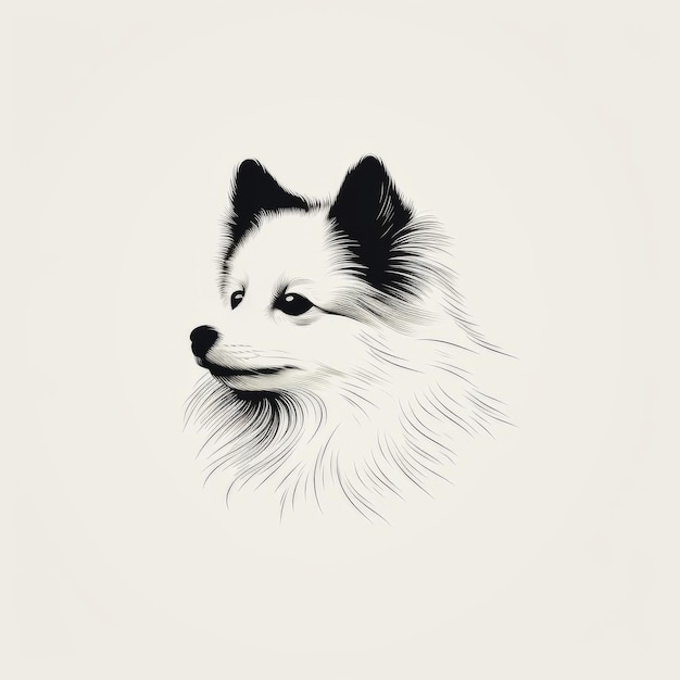 Minimalistisch met de hand getekend Pomeranian Head Vector Design