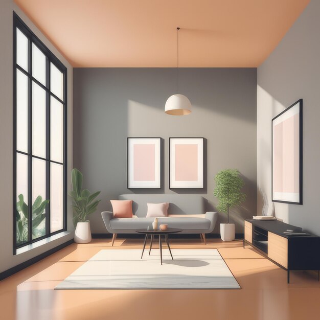 Minimalistisch modern interieur met lege stoel