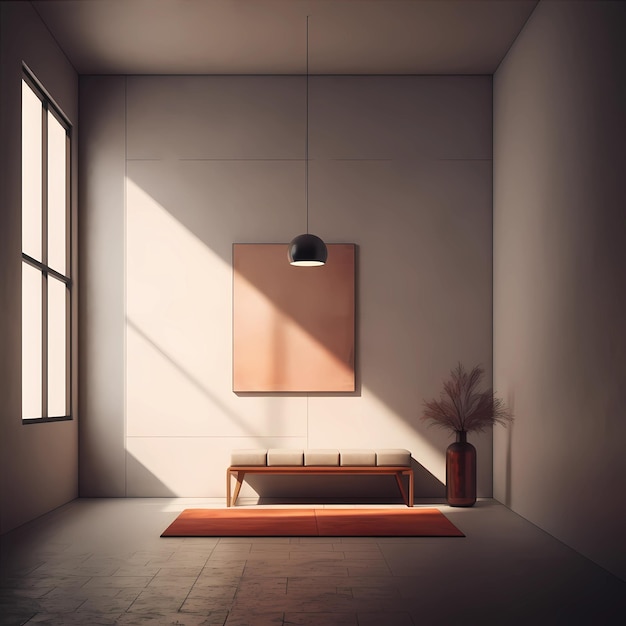 Minimalistisch modern stijlvol ontwerp in loft stijl met licht in het raam