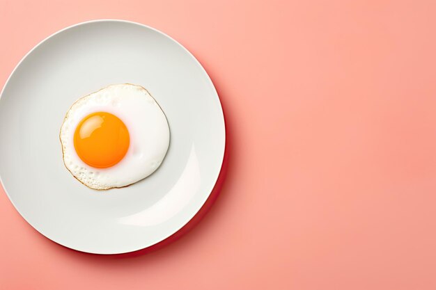 minimalistisch ontbijt gebakken ei geïsoleerd met minimalistische lege kopieerruimte