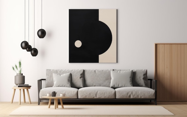 Minimalistisch ontworpen woonkamer interieur