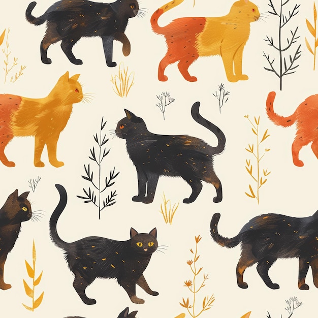 Foto minimalistisch patroon van zwervende katten generatieve ai
