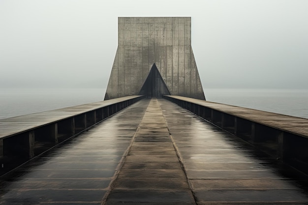 Minimalistisch perspectief dat unieke texturen onderzoekt in verwoeste ophaalbruggen