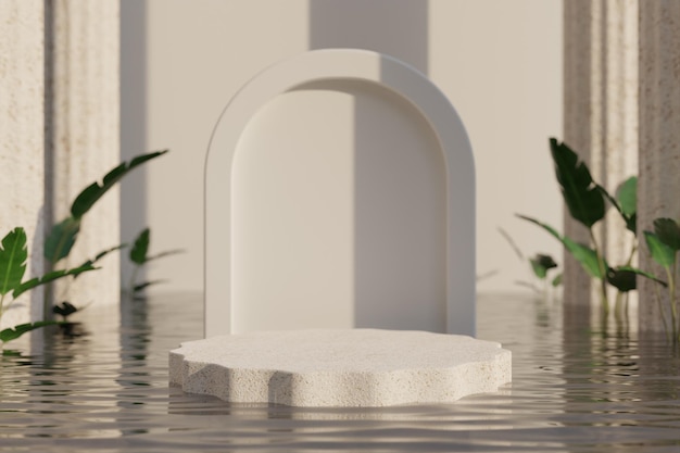 Minimalistisch Plant Podium 3D Render