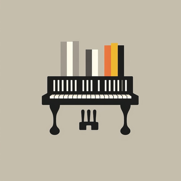 Foto minimalistisch plat ontwerp van piano met boeken over industriële materialen