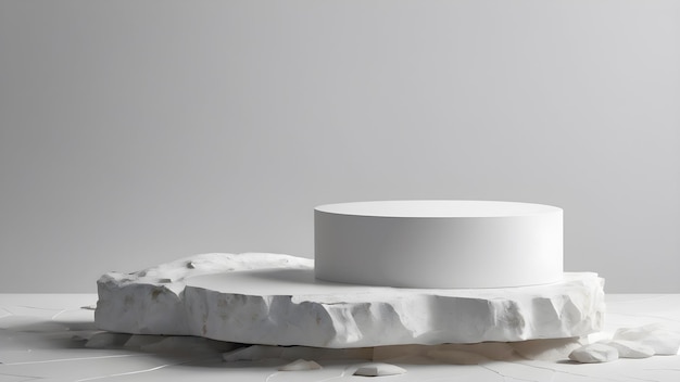 Minimalistisch podium van witte steen voor productpresentatie