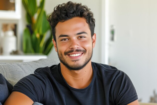 Minimalistisch portret van een Braziliaanse man in gedachten