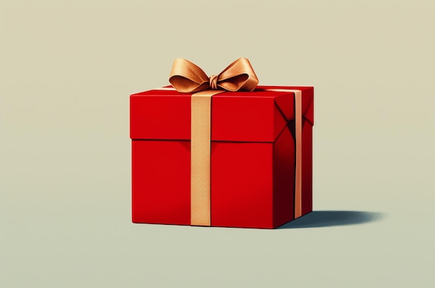 Minimalistisch rood 3D-kerstcadeau Generatieve AI